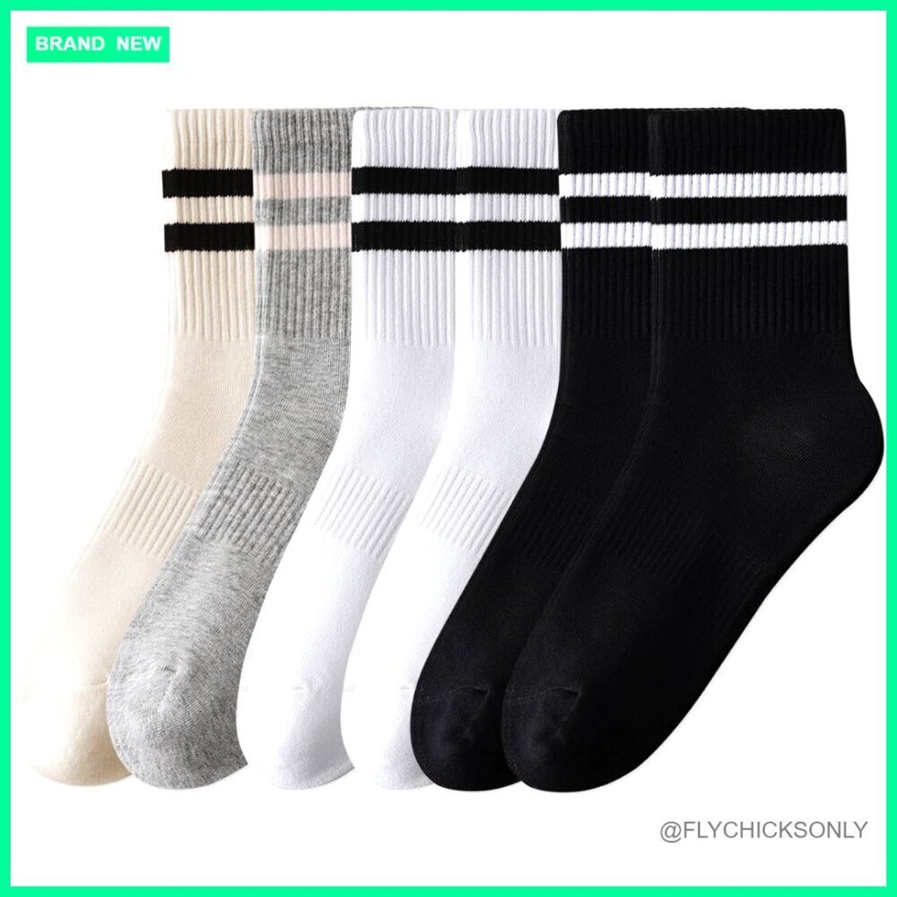 6-Pack Women's Crew Socks, Cotton Blend, Non-Slip, Athletic Casual Wear